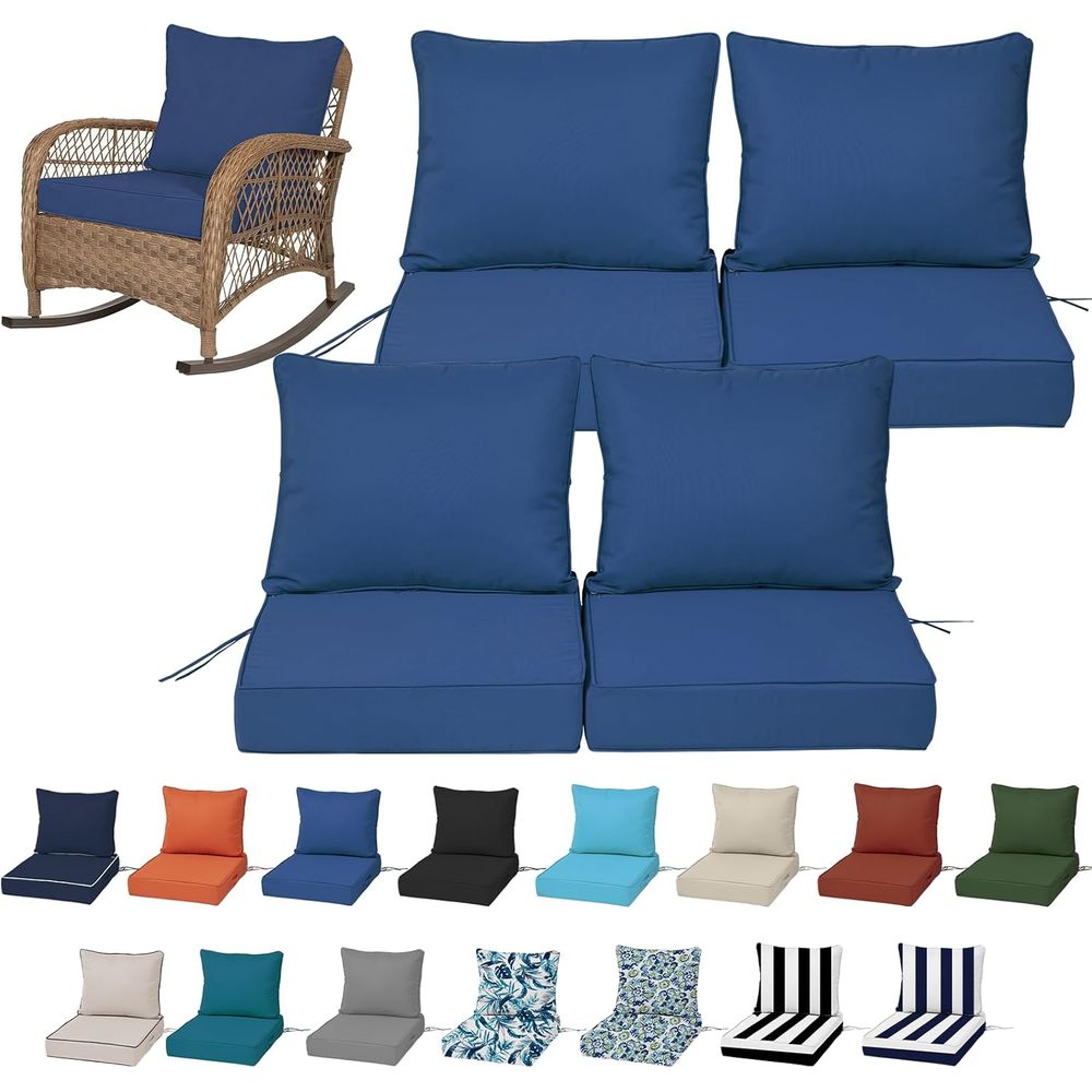 Outdoor Furniture Waterproof - Juego de 4 Cojines Profundos para