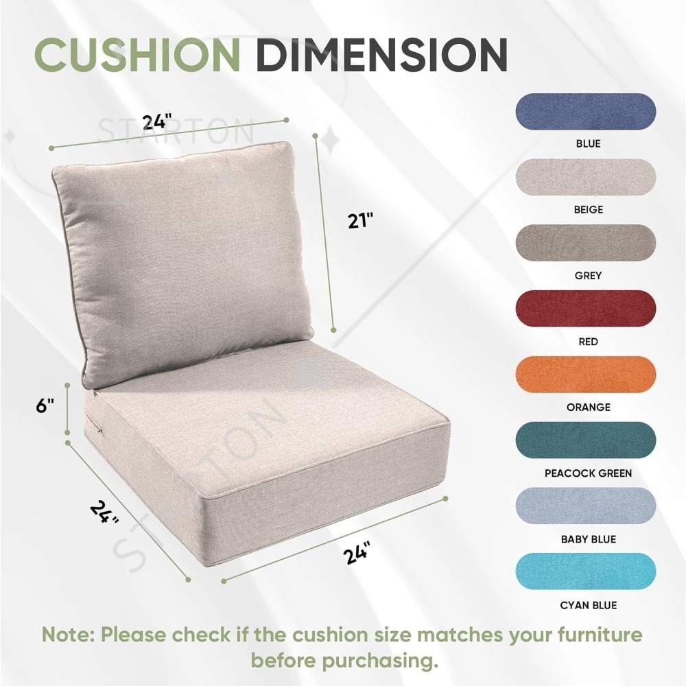 Outdoor Furniture Cushions 24 X 24 - Juego de 3 cojines para sillas