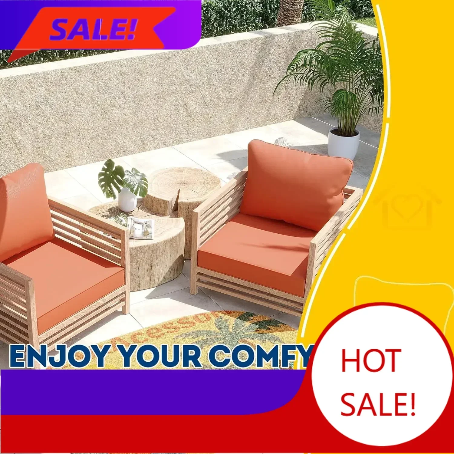 Outdoor Furniture Cushions 24 X 24 - Bestseller[XMSJ] Cojines de Asiento Profundos para