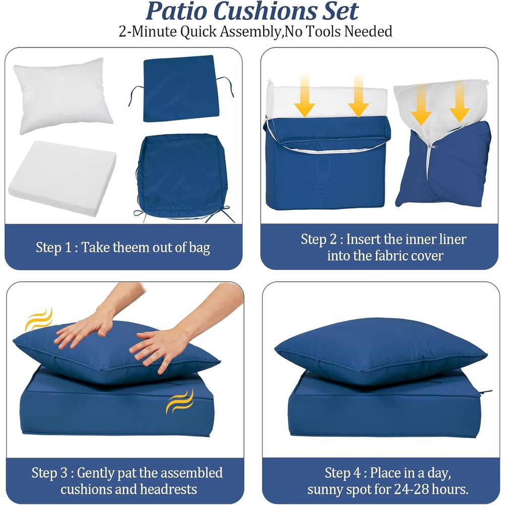 Juego de 4 Cojines Profundos p - Outdoor Furniture Waterproof reseña y precio