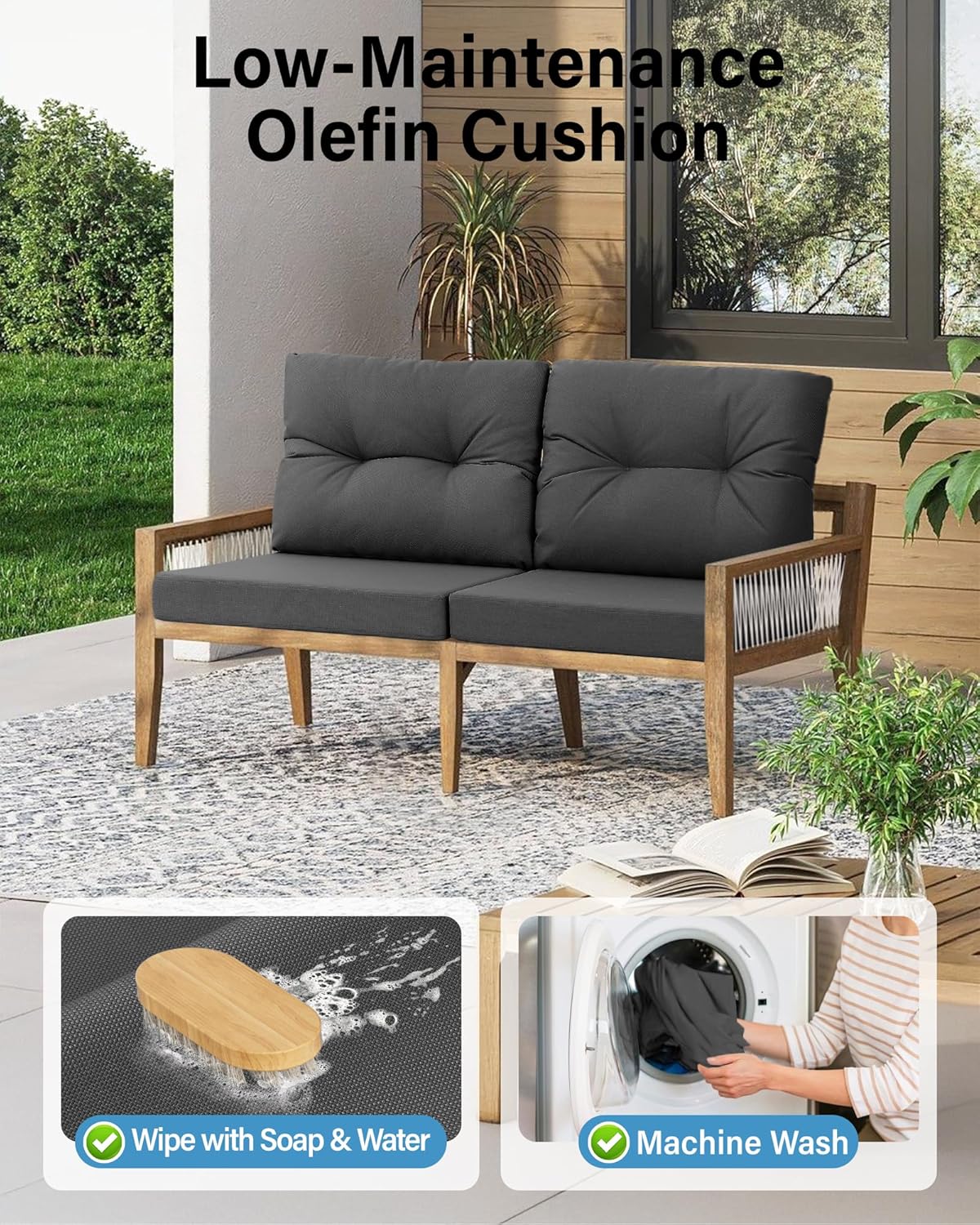 Juego de 4 Cojines Gris Oscuro - Outdoor Furniture Cushions 24 X 24 reseña y precio