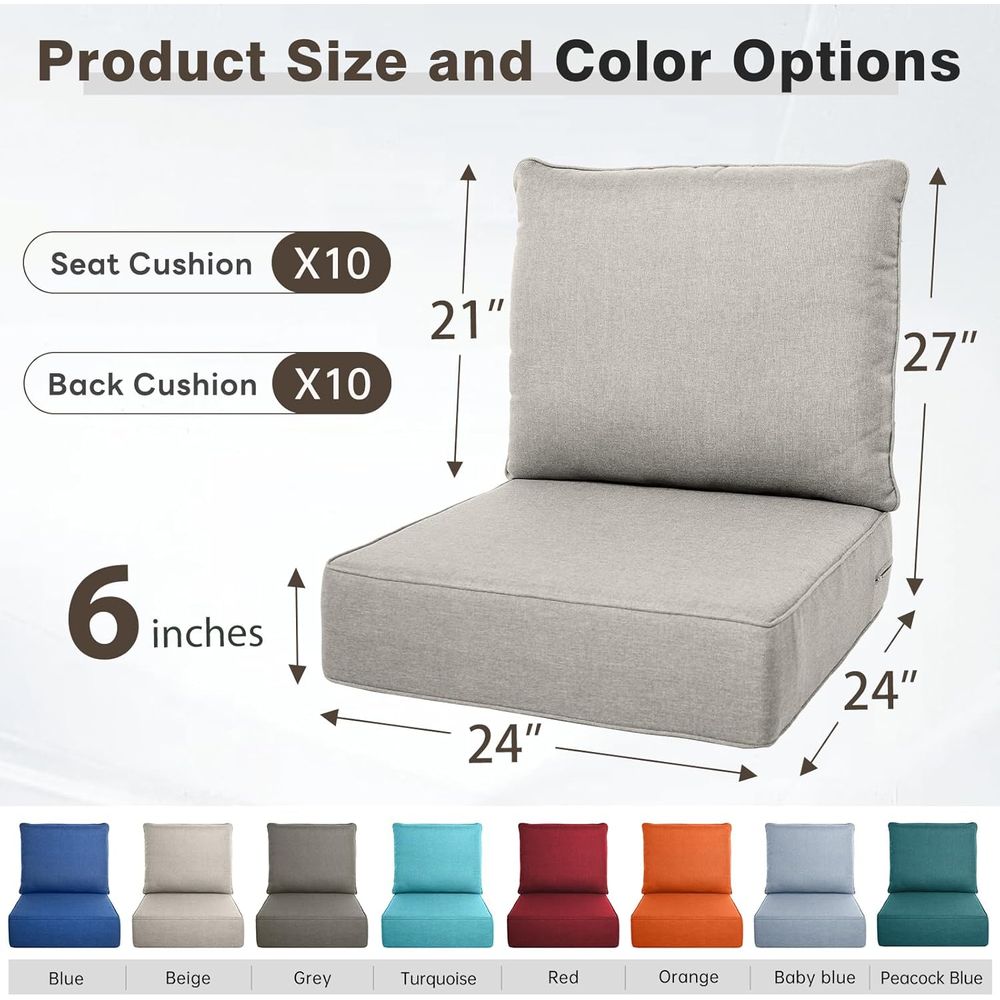 Juego de 6 Cojines Gruesos par - Outdoor Furniture Cushions 24 X 24 reseña y precio