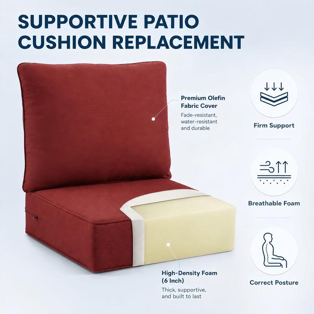 Juego de 4 Cojines para Asient - Outdoor Furniture Cushions 24 X 24 reseña y precio