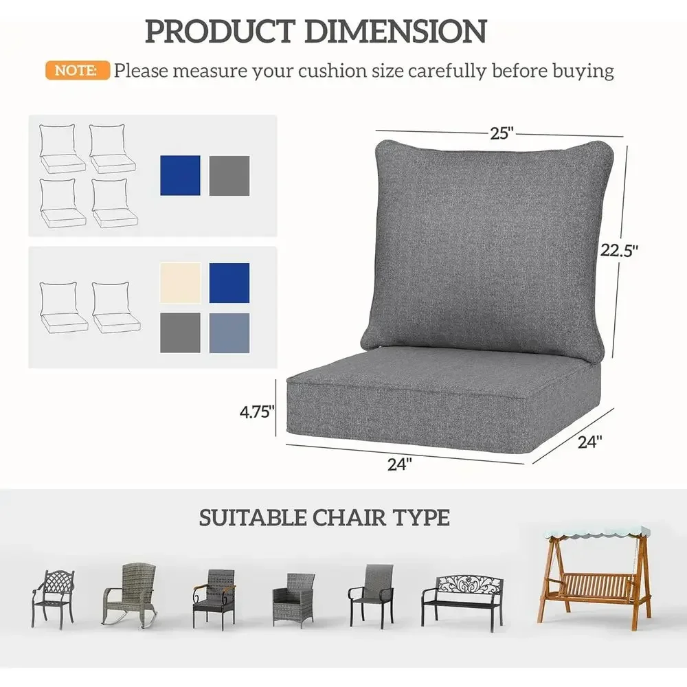 Juego de 2 Cojines para Sillas - Outdoor Furniture Cushions 24 X 24 reseña y precio
