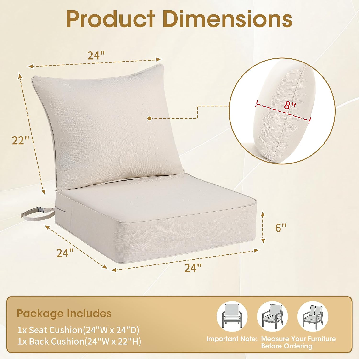 Juego de Cojines para Silla de - Outdoor Furniture Cushions 24 X 24 reseña y precio