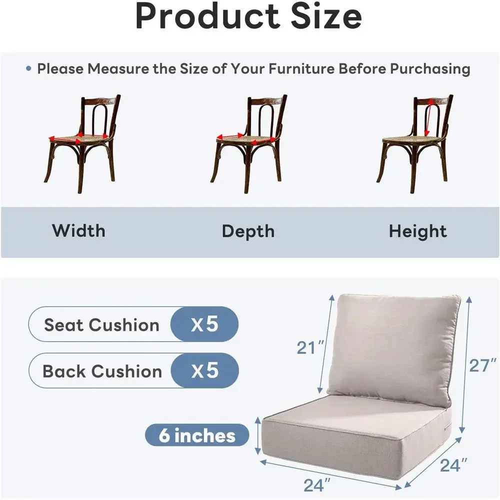 6 cojines gruesos para sillas  - Outdoor Furniture Cushions 24 X 24 reseña y precio